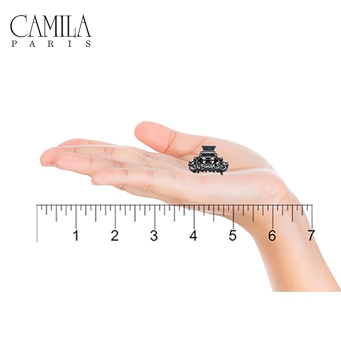 Camila Paris CP2391/2 French Hair Clip for Women, Set of 2 Small Black Antique, Girls Hair Claw Clips Jaw Fashion Durable Styling Hair Accessories for Women, Made in France