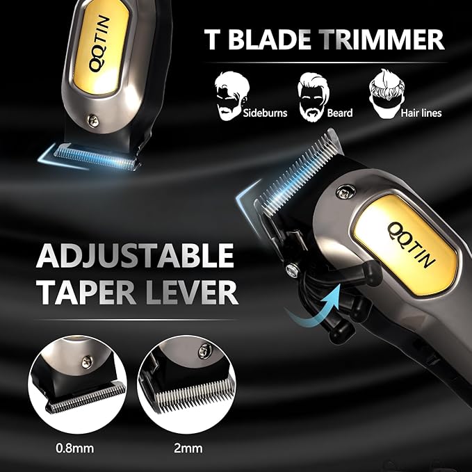 QQTIN Hair Clippers for Men, Cordless & Corded Professional Clippers Set, 7500RPM Rechargeable Hair Cutting Kit with Precision Blades & Guide Combs, Ideal for Barbers & Home Use (Silver)