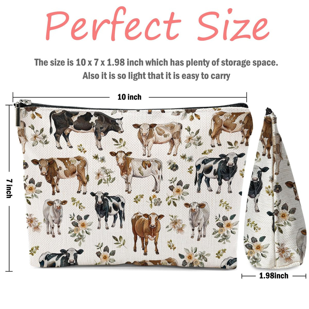 Cow Gifts, Cow Print Stuff Makeup Bag, Cosmetic Bag Travel Pouch, Animal Lovers Friendship Graduation Birthday Gifts for Women Girls Daughter Sisters Bestie Best Friend
