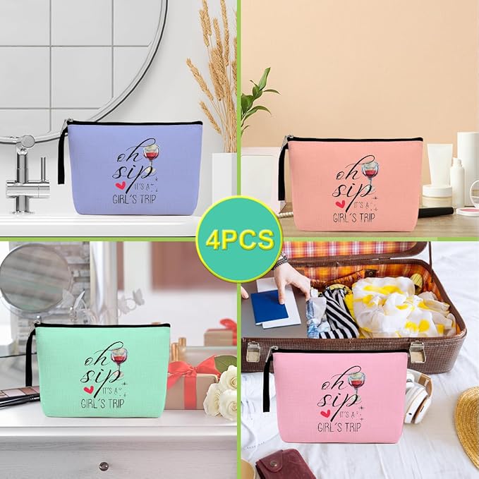 4 Pcs Girls Trip Gifts Favors Weekend Makeup Bag, Girls Trip Gifts