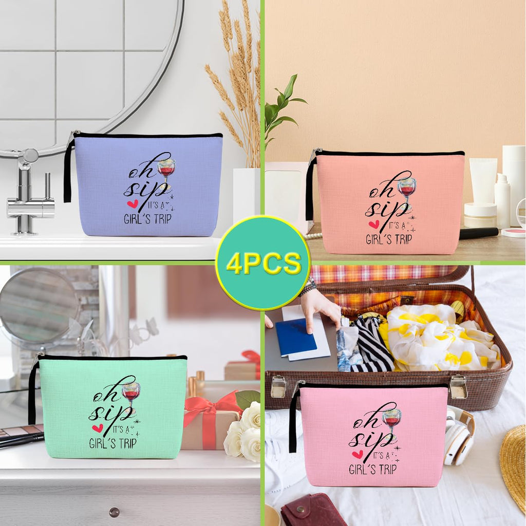 4 Pcs Girls Trip Gifts Favors Weekend Makeup Bag, Girls Trip Gifts