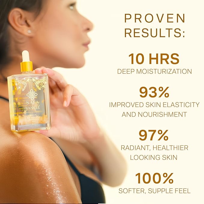 SAFA Vanillé Oil - Organic Vanilla Oil for Face, Body, Hair, Nails & Aromatherapy | Essential Oil for All Skin Types | After Shower Body Oil | Natural Moisturizer & Nourishing Perfume Oil - 118 ml