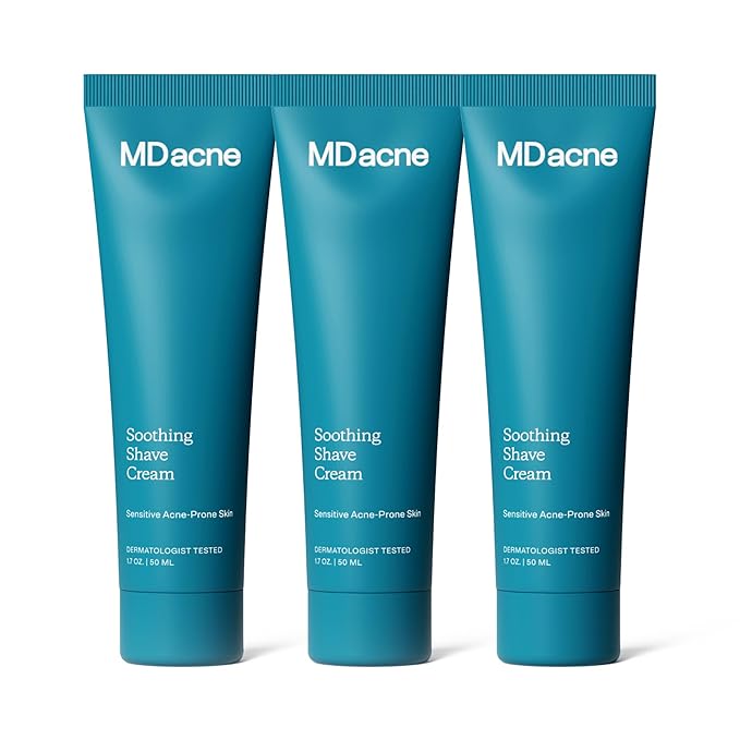MDacne Shaving Cream for Acne-Prone Skin, Oil-Free, 3 Pack