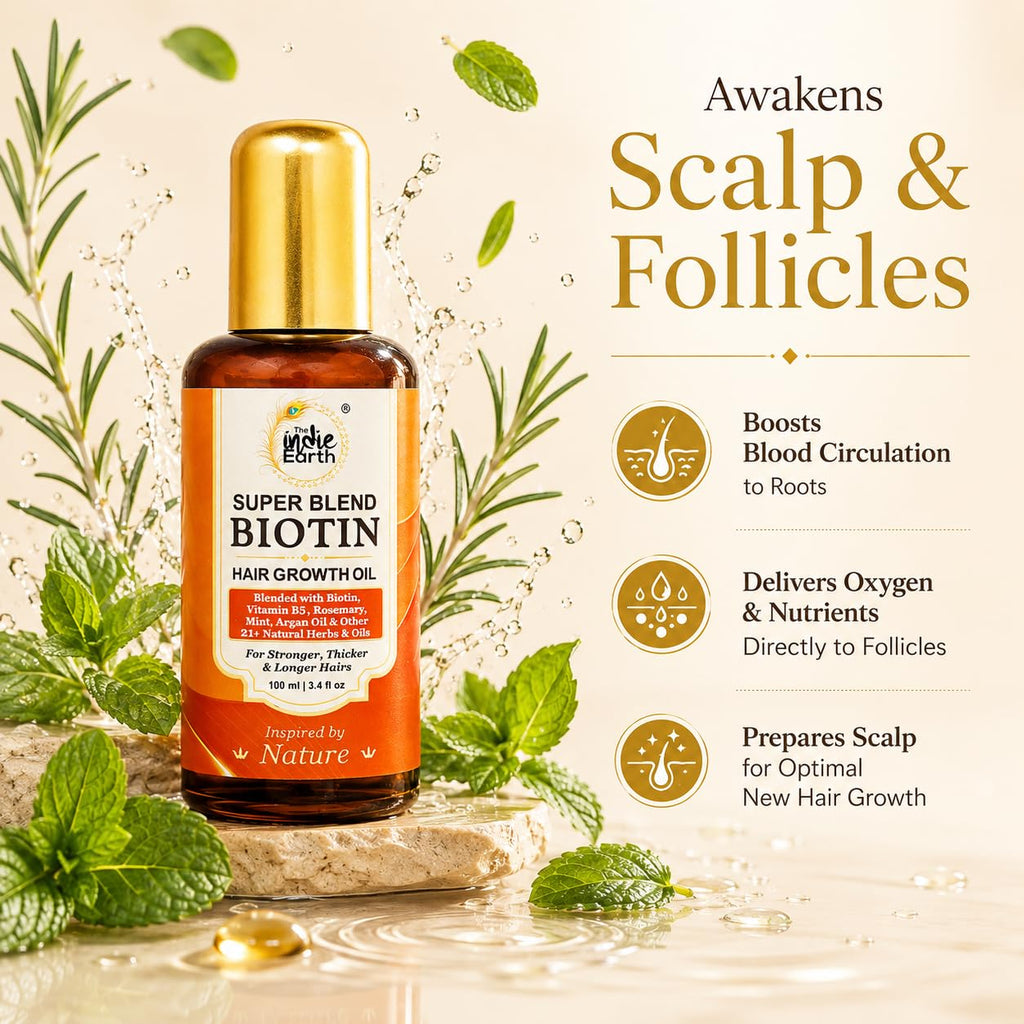 Super Blend Rosemary Mint Biotin Hair Growth Oil With Vit B5 & E, Argan & 21+ Natural Herbs for Scalp & Hair Strengthening - Controls Hair Fall and Promotes Healthy Hair Growth 100 ml
