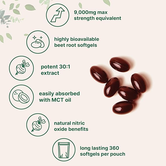 Micro Ingredients Beet Root Extract, 360 Softgels with MCT Oil | Natural Beet Root Source | Beetroot Supplements | Non-GMO