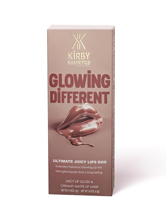 Kirby Kosmetics Lip Kit Duo – Glowing Different - TikTok-Viral Precision Liner & Glossy Liquid Lipstick, Clean 2-Step Set with Hydrating Long-Wear Color – Bold Inclusive Beauty for Everyday Konfidence