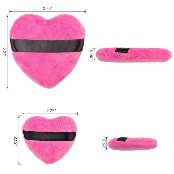 OIIKI 4PCS Makeup Puffs, Cotton Powder Puff (2PCS Gray+2PCS Rose)