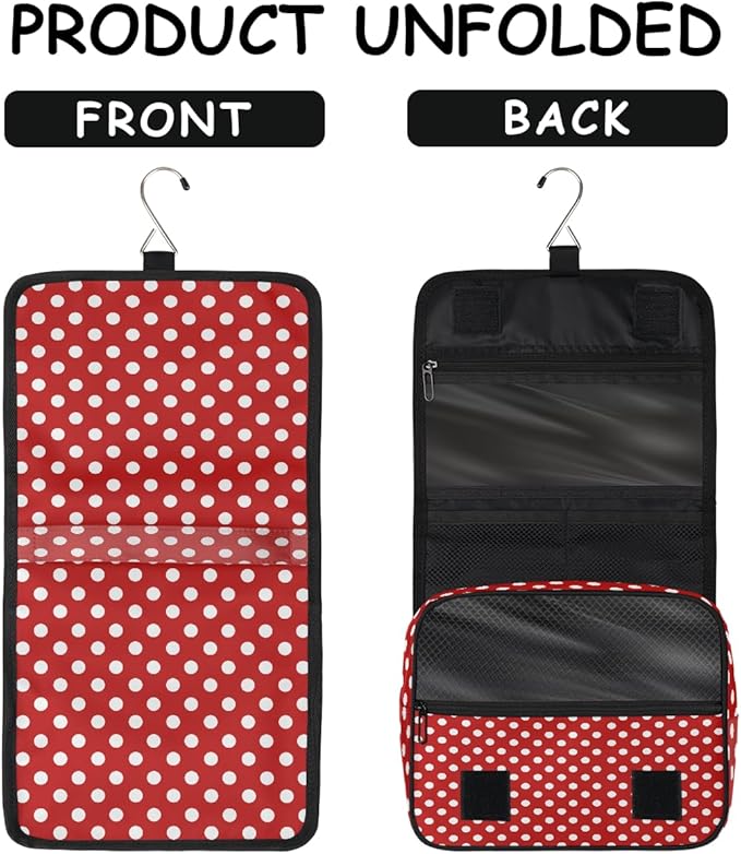 Polka Dot Travel Toiletry Bag Women Men Hanging Cosmetic Organizer Portable