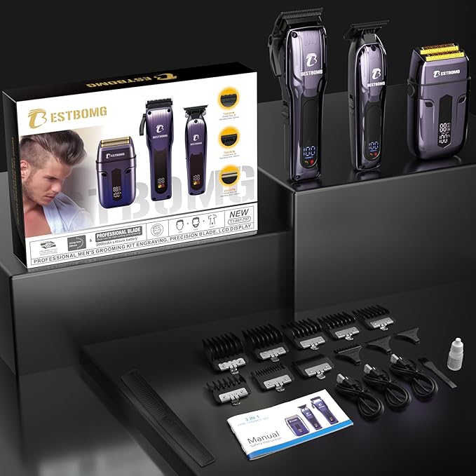 BESTBOMG® Hair Clippers for Men, Clipper, Trimmer & Shaver Set, BS-808C