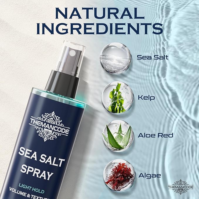 THEMANCODE Sea Salt Spray for Men, Surf Spray Adds Instant Volume, 8.8 Oz