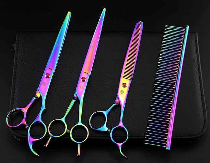 Purple Dragon 8 inch 3 in 1 Professional Pet Grooming Thinning(Rainbow)