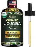 Organic Jojoba Oil, 100% Pure Cold-Pressed for Face, Skin & Hair, 4 Oz