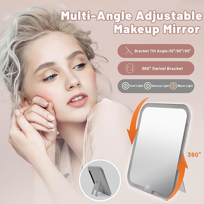 PRALENA Travel Makeup Bag with LED Mirror – 3 Brightness Modes, Portable Lighted Makeup Case with Adjustable Dividers, Cosmetic Organizer Gift for Women (Pink)
