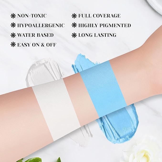 YBUETE White Light Blue Face Body Paint Stick Set for Halloween Cosplay SFX