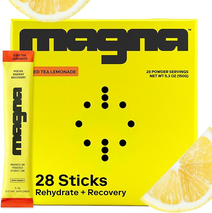 MAGNA Electrolytes Powder Drink Mix for Hydration, Energy & Focus Support (28 Servings, Tea Lemonade)