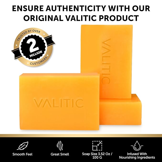 VALITIC Kojic Acid Soap for Hyperpigmentation - with Glutathione, Collagen & Vitamin C - Natural Soap Bars with Turmeric - Original Japanese Complex for Dark Spot Correction - 2 Pack + Holder