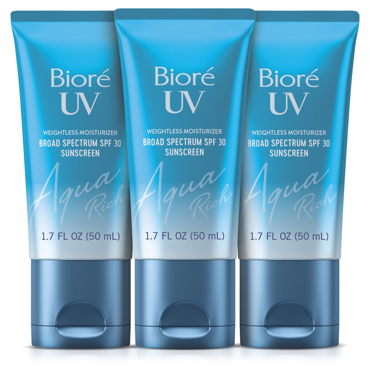 Biore UV Aqua Rich SPF 30 PA+++ Daily Moisturizer Sunscreen for Face, For Sensitive Skin, Oil Free, Hyaluronic Acid, Vegan, Oxybenzone & Octinoxate Free, Dermatologist Tested, 1.7 Oz
