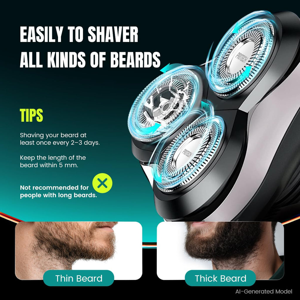 PRITECH Electric Razor for Men Rotary Electric Shavers for Men Cordless