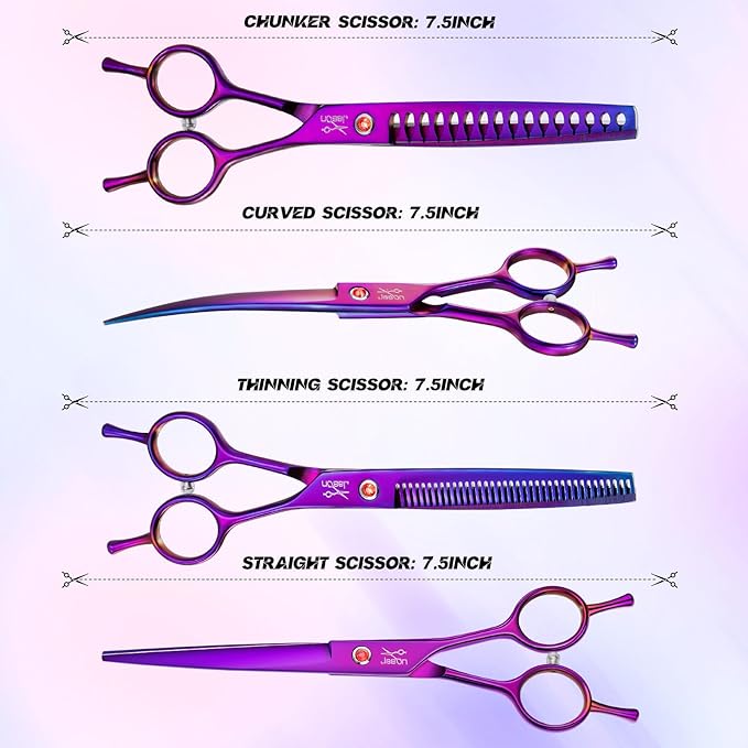 JASON Dog Grooming Scissors Set - 7 in 1 Professional Pet Sharp Shears Kit
