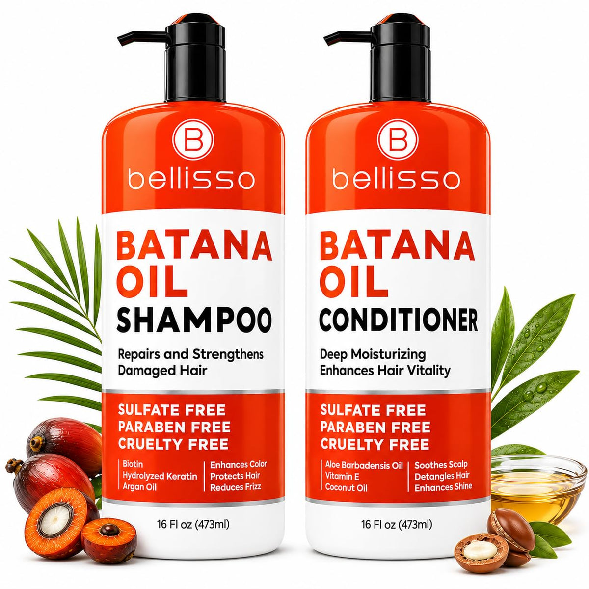 Keratin Shampoo and Conditioner Set - Sulfate Free and Paraben Free - Salon Thickening Treatment for Dry, Damaged, Curly, Frizzy, Straight or Color Treated Hair - Anti Frizz Formula for Women and Men