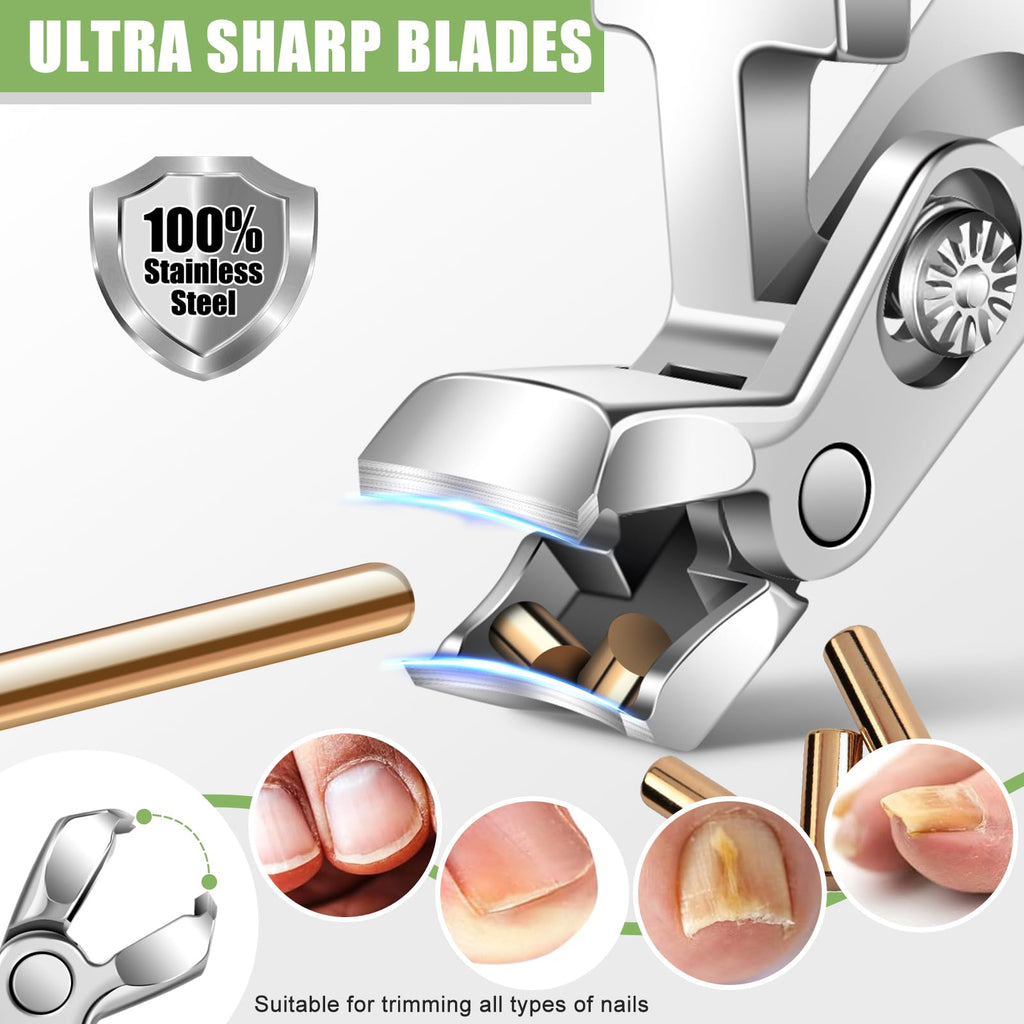 Toenail Clippers for Thick Toenails, Angled Head Large Toe Nail Clippers for Thick Nails for Men, Heavy Duty Slanted Nail Clippers with Wide Jaw, Ingrown Toenail Clippers with Long Handle