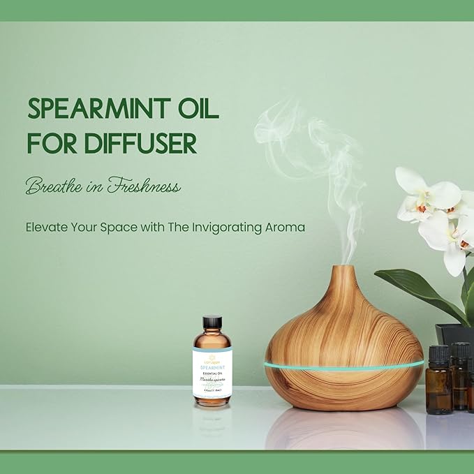 LOTUSJOY Spearmint Oil for Facial Hair, Skin, Diffuser, Room Spray, 4 Oz