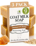 Southern Natural Oatmeal Soap Bar, 3 Pack, Unscented Goat Milk Soap Bars