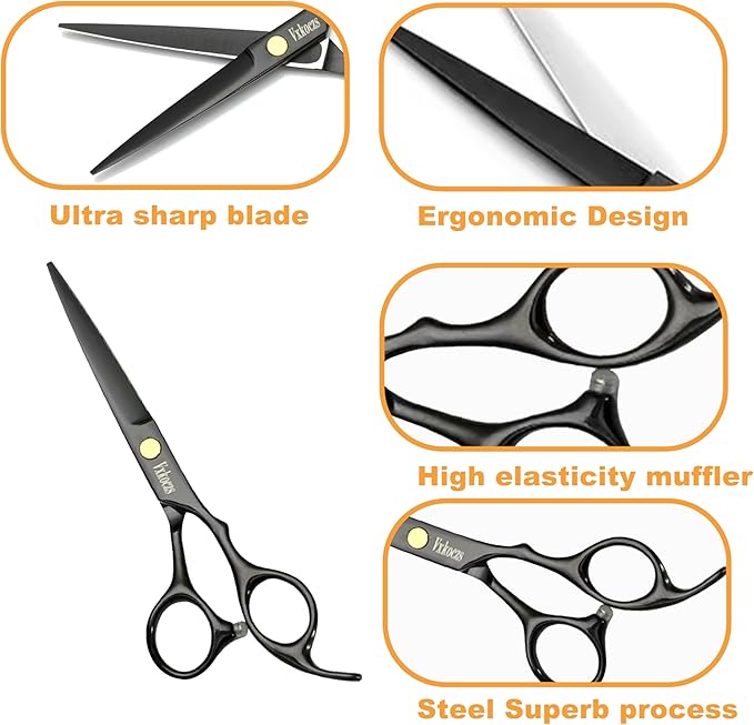 VXKOCZS Hair Cutting Scissors Kit,11 Pcs Professional Haircut Scissors Kit with Cutting Scissors,Thinning Scissors, Comb, Cape, Clips,for Barber Shop, Salon, Home