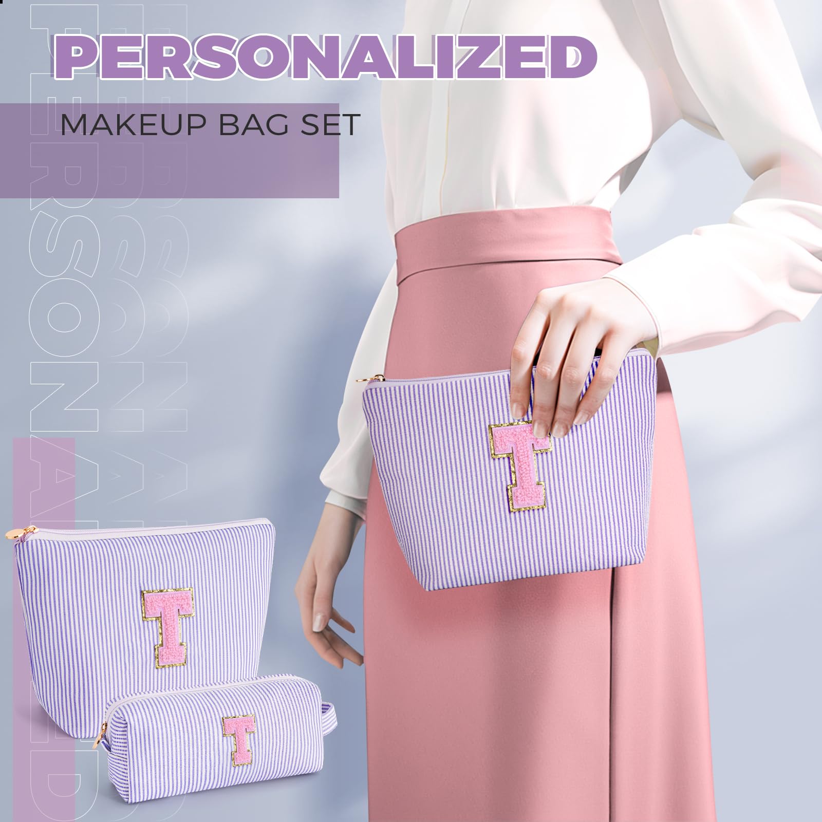 Btffitting Gifts for Teen Girls Women - Birthday Gifts for 10 11 12 13 14 15 16 17 18 Years Old Girl,Makeup Bag Cosmetic Bag,Teacher Gift Trendy Stuff Toiletry Bag - Lavender,T
