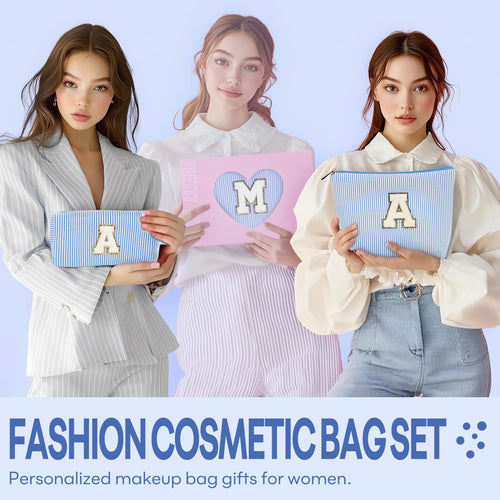 2 PCS Initial Makeup Bags for Women: Cosmetic Bag for Travel Toiletry - Birthday Gifts for 11 12 13 14 15 16 17 18 Years Old Girl Graduation Teacher Gift- Teen Girl Gifts Trendy Stuff - Blue H