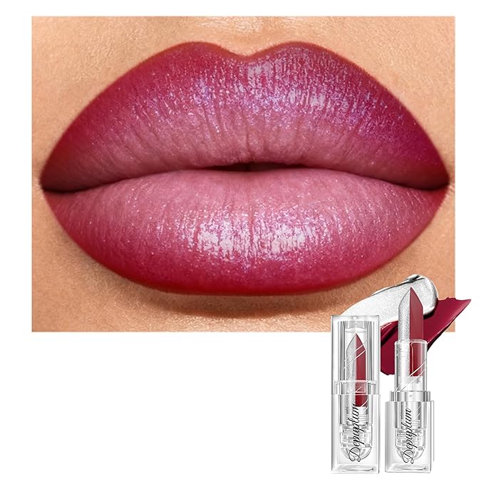 Depuplum Dark Red Matte Lipstick Silver Lipstick Ombre Lips Dual Tone