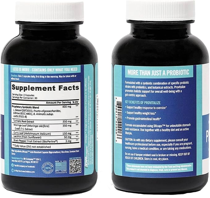 BB Company Provitalize | Probiotics for Women Digestive Health, Menopause, Joint Support | Sexy Midsection Curves, Bloat | Turmeric Curcumin Moringa | Gluten-Free & Shelf-Stable | Ages 40+ | 60 Ct