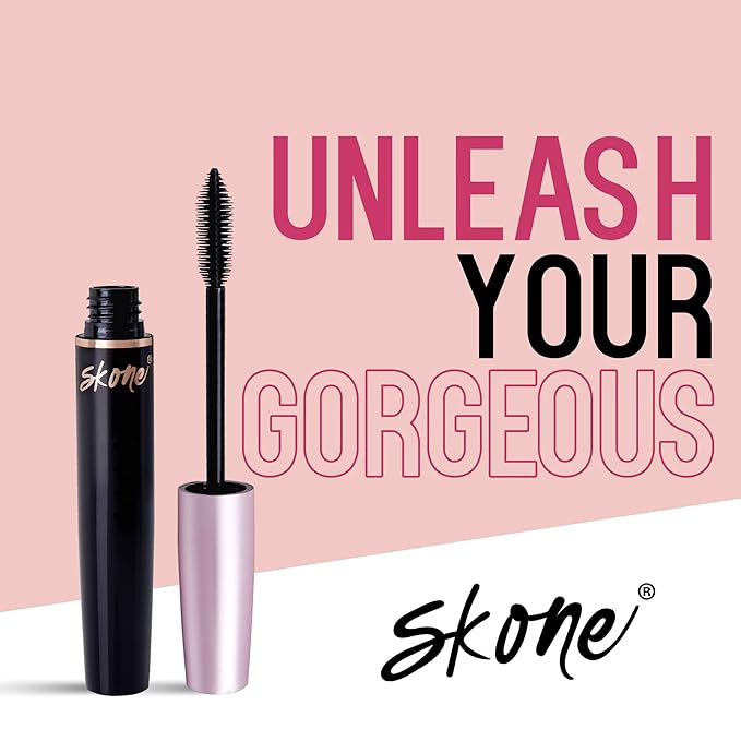 Skone Cosmetics Insanely Intense Luxe Waterproof Mascara - Black - Volume and Length Lash Lift Falsies Quality - Waterproof, Smudge Proof Eye Mascara, 0.34 oz