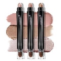 LUXAZA PRO Brown Eyeshadow Stick Makeup Set 3PCS, Neutral Shimmer And Matte Cream Eye Shadow Palette, Metallic Bronze Smoky Eyeliner Brightener Crayon Pencil Kit, Ideal Gift for Women -Rosewood Bloom