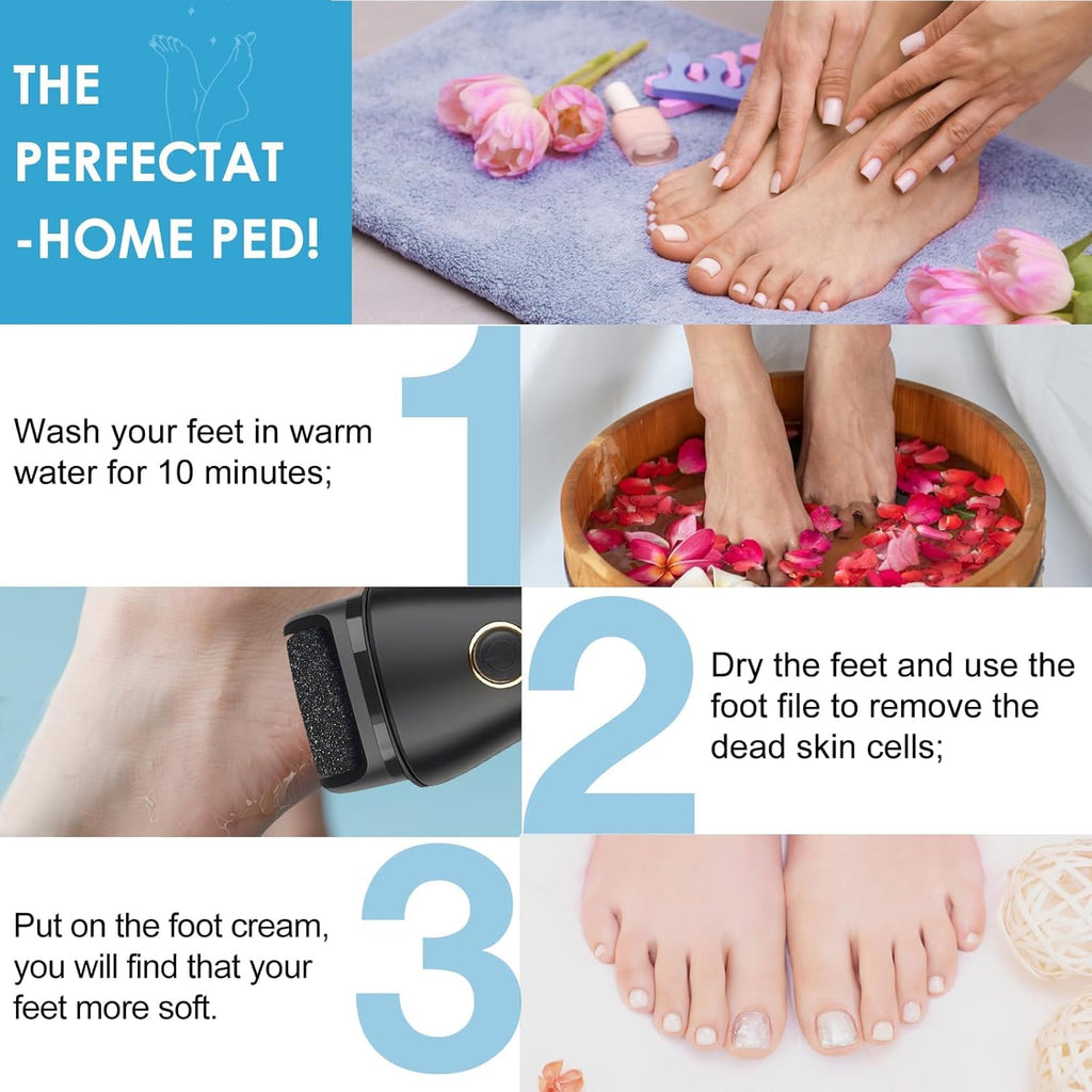 2 Pack Electric Foot File Callus Remover for Feet - Larger Grinding Head&3Speed, Pedicure Kit Foot Scrubber Dead Skin Callus Remover, Foot Care Kit Pedicure Tools for Callus Hardskin Dry Cracks