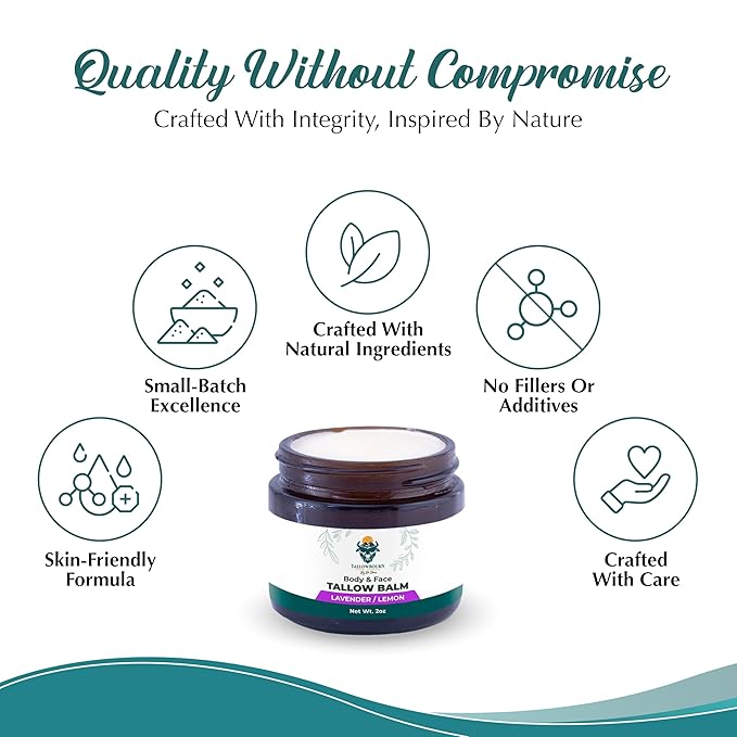 Grass-Fed Beef Tallow Balm for Face & Body - Lavender & Lemon - 2oz
