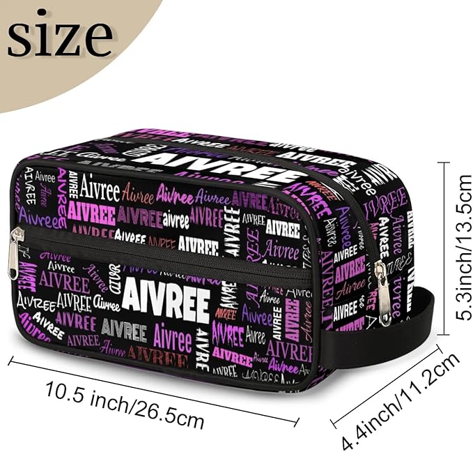 KFNHN Personalized Name Makeup Bag Travel Cosmetic Bag, Black Background