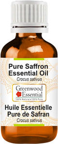 Greenwood Essential Saffron Essential Oil (Crocus sativus) Pure | Non-Sticky | Non-Greasy | Lightweight | Men & Women | All Skin Types | Steam Distilled 10ml (0.33 oz)