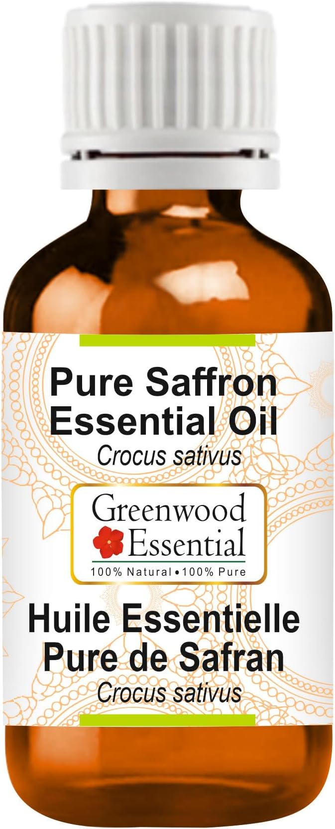 Greenwood Essential Saffron Essential Oil (Crocus sativus) Pure | Non-Sticky | Non-Greasy | Lightweight | Men & Women | All Skin Types | Steam Distilled 5ml (0.16 oz)