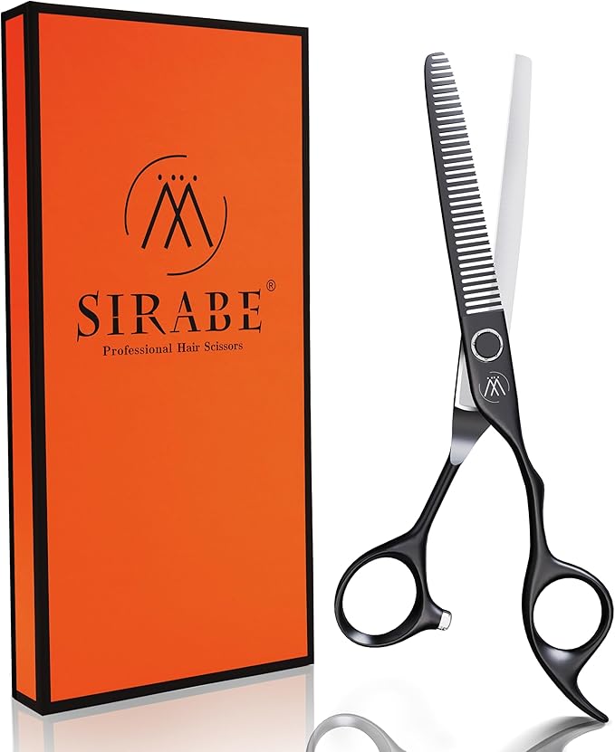 Sirabe HIGH-END Professional Hair Thinning Shears Barber Hair Cutting Texturizing Teeth Scissors with Case, Ultra 440C Sharp Blades for Salon Home Hairdressing