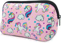 AJLTPA Waterproof Neoprene Cosmetic Bag, Pink Unicorn