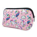 AJLTPA Waterproof Neoprene Cosmetic Bag, Pink Unicorn