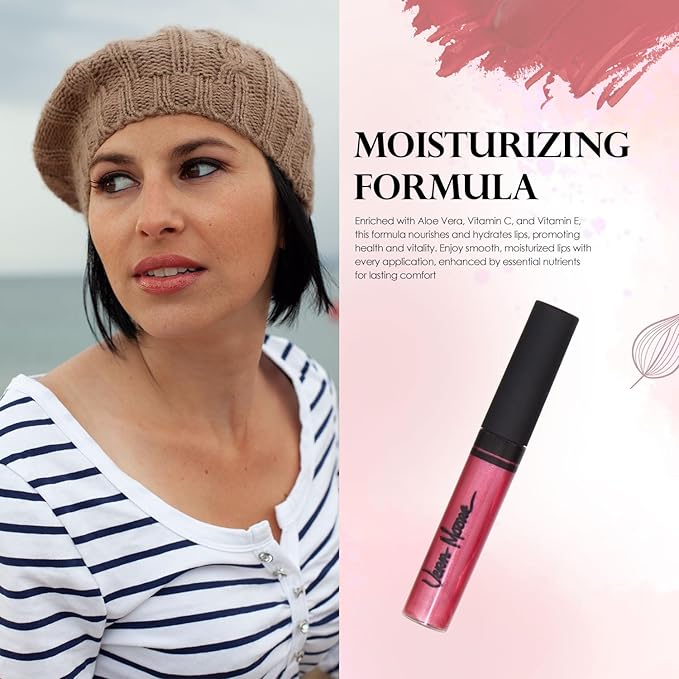 VERA MOORE COSMETICS AND SKIN CARE Lip Gloss, Moisturizing Lip Color with Shimmer for Long Lasting Shine, Lightweight Lip Stain, Non-Sticky Lip Gloss with Aloe Vera, W/Vitamin C, E (Electric Pink)
