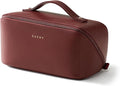 EACHY Travel Makeup Bag,Large Capacity Cosmetic Bags for Women,Portable Pouch Open Flat Toiletry Bag Make up Organizer with Divider and Handle