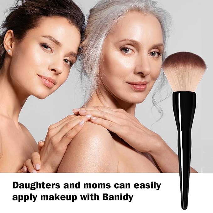 Large Makeup Foundation Brush Powder Brush Banidy Powder Foundation Brush Flawless Makeup Brushes Bronzer Blush Brush Perfect for Blending Buffing with Loose Powder Liquid Foundation(Black)