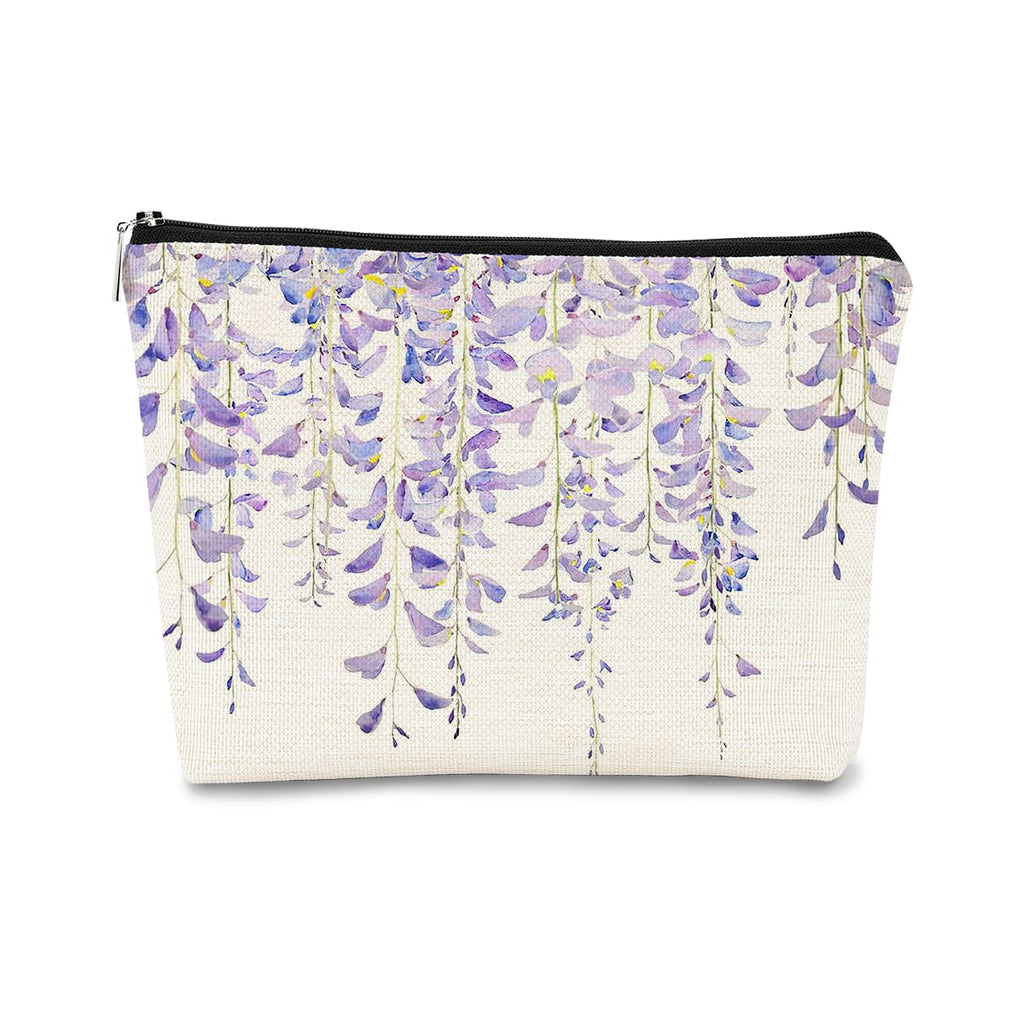 Watercolor Lavender Flowers Makeup Bag,Spring Summer Flower Cosmetic Bag Best Gift Idea for Teen Girls Women,Birthday Christmas Gifts for Girls Women Daughter Sister