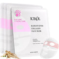 ICIKOL 2-in-1 Collagen Face Mask with Integrated Eye Patches, Anti-Aging Overnight Hydrogel Mask for Glass Skin Glow, Red Ginseng & Peptides for Firming & Hydration, 4 Sheets (Pink)