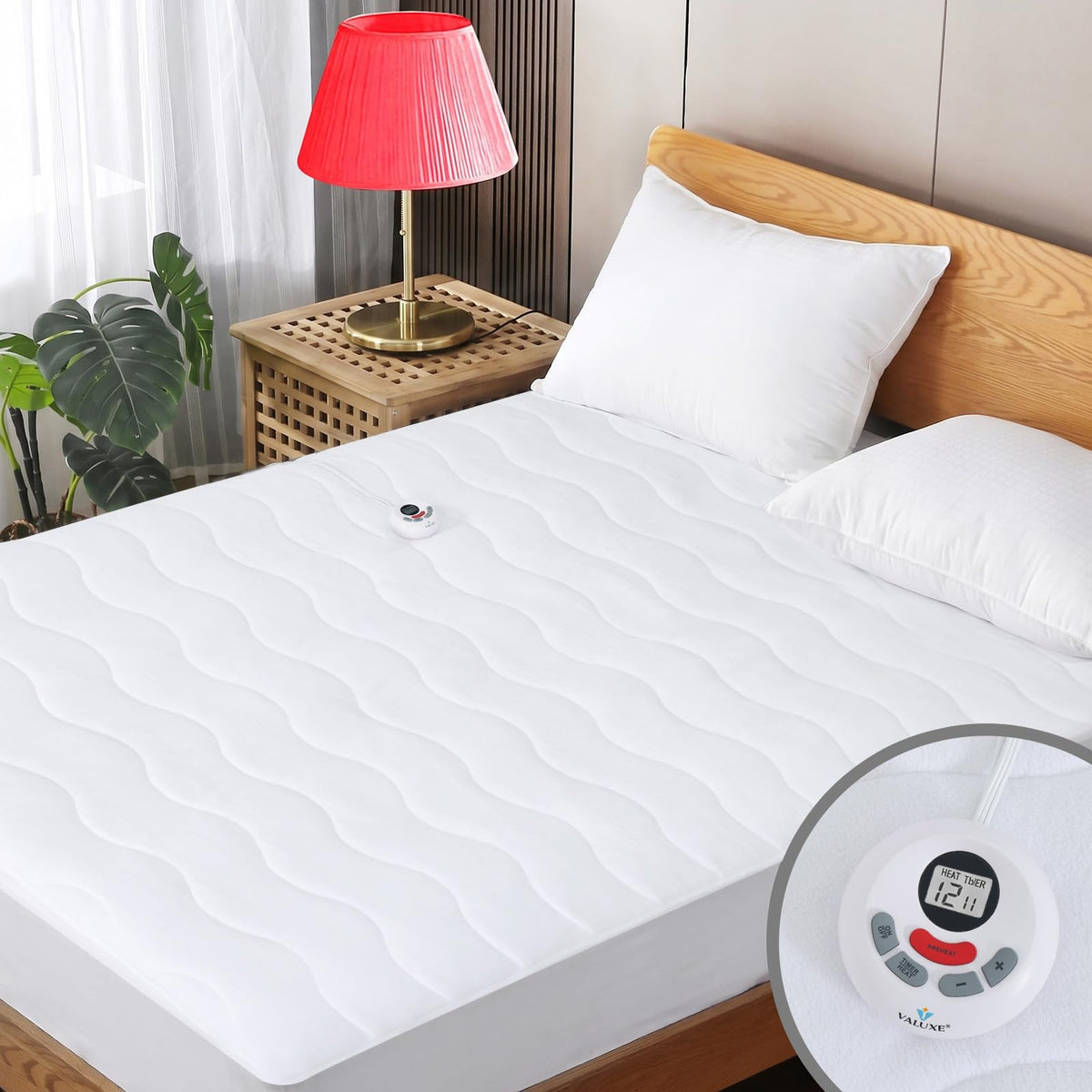 VALUXE Heated Mattress Pad Queen Size 12 Heat Settings Electric Bed Warmer