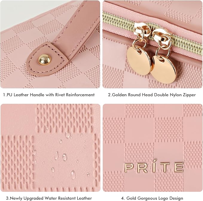 Prite Makeup Bag Travel Toiletry Bag Open Flat Cosmetic Organizer for Women