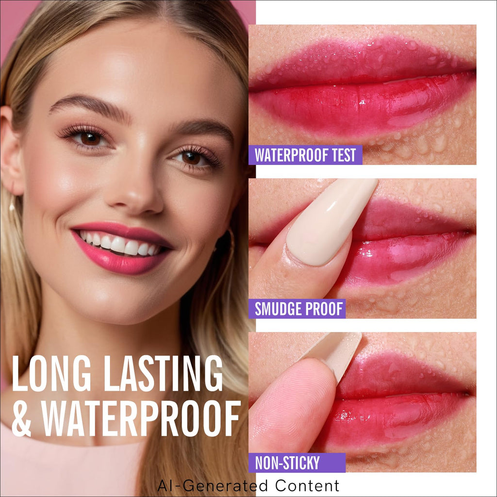 KIMUSE Tattoo Peel & Reveal Lip Stain, Waterproof Long Lasting Peel Off Lip Liner Tattoo, Non Stick Color Peel Off Mask Lip Gloss Makeup, Vegan, Cruelty Free